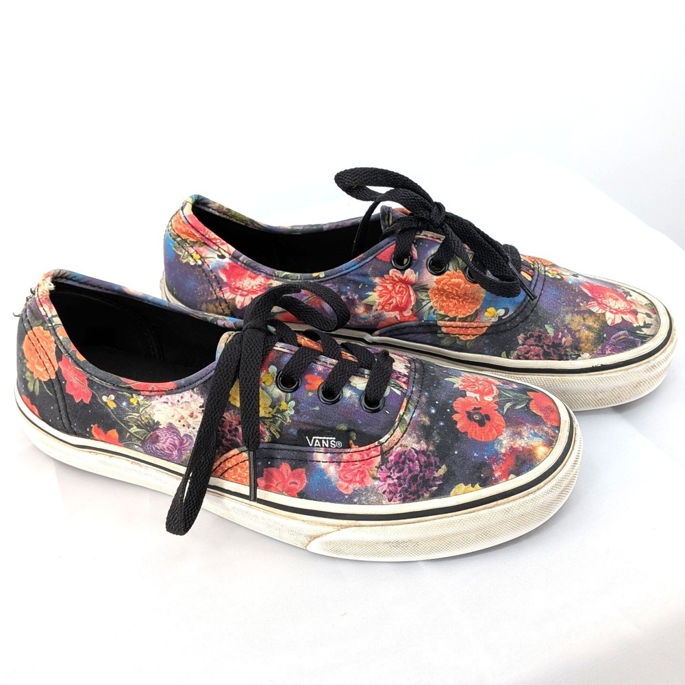 Floral Galaxy Print Vans‎ Lace Up Sneakers Casual Skate Shoes Womens 7.5